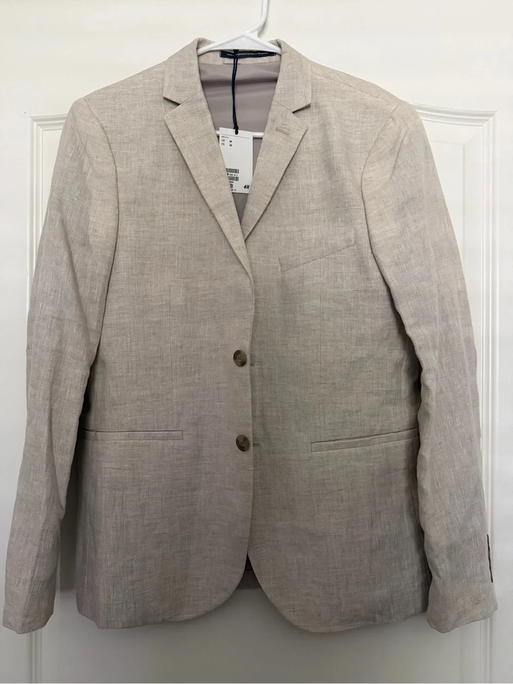 H&M Beige Linen Blend Tailored Blazer